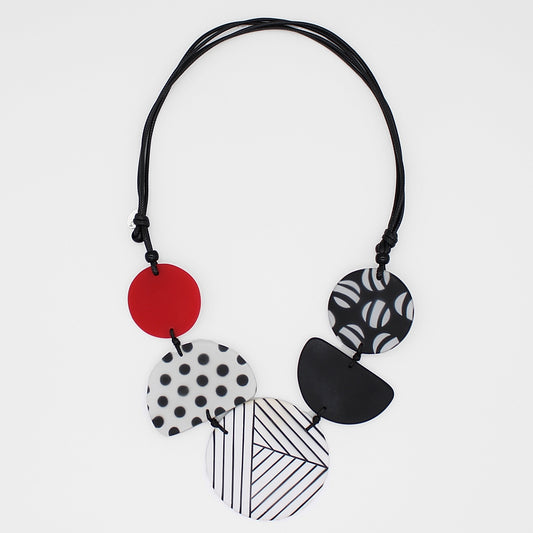 Black White and Red Palma Necklace - Sylca Designs - Chunky Jewelry