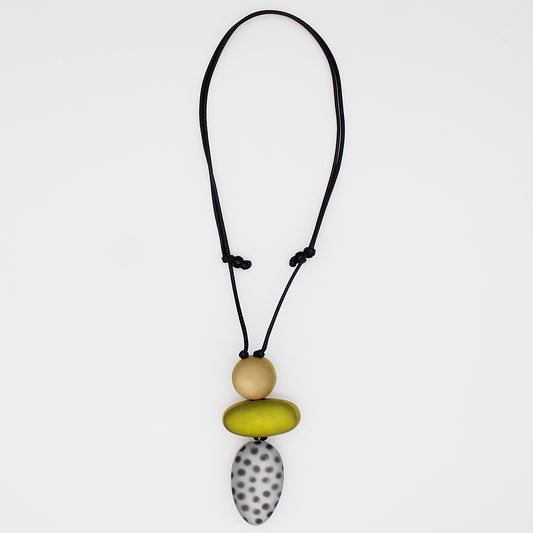 Lime Midori Polka Dot Statement Pendant - Sylca Designs - Chunky Jewelry
