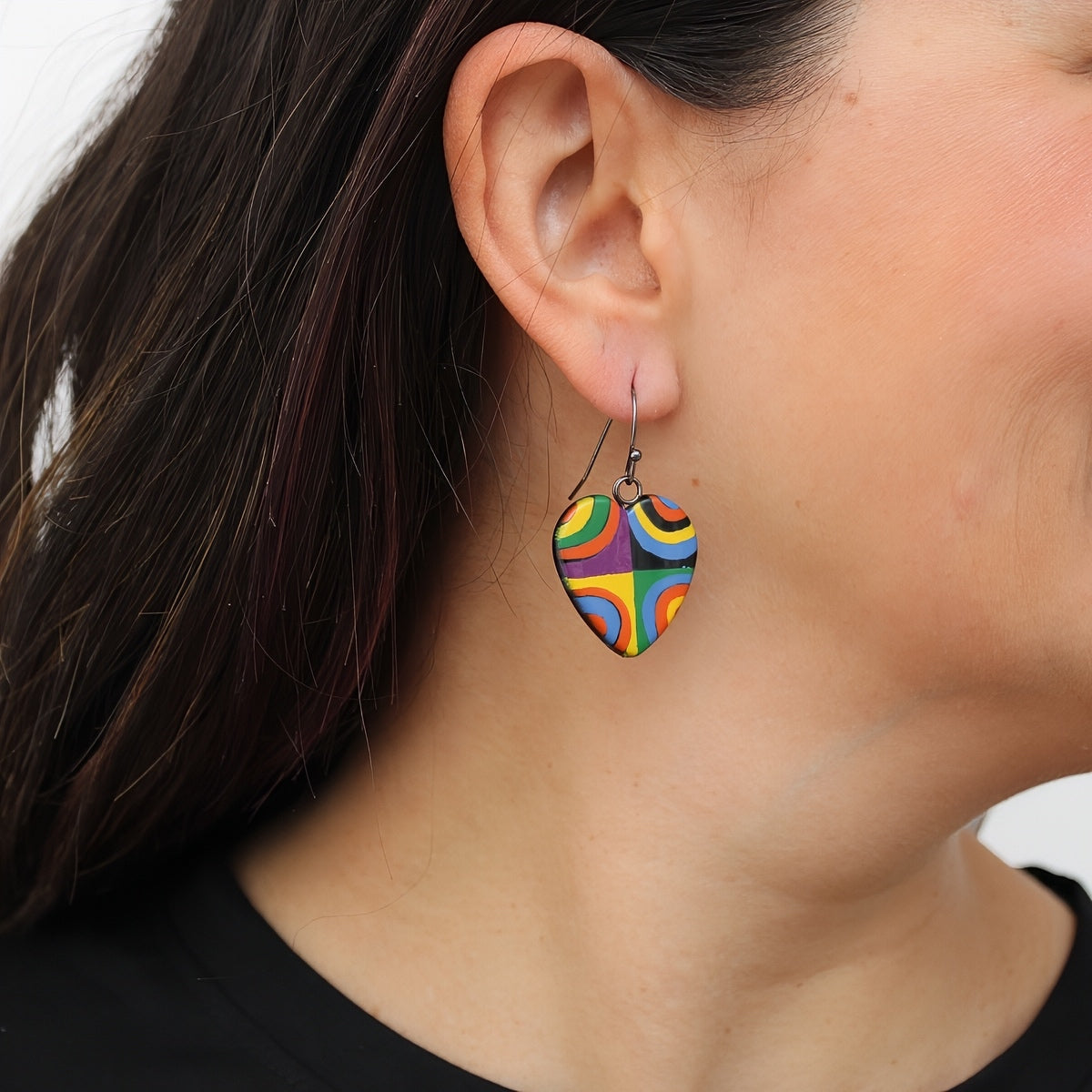 Mariee Multi Color Circles Heart Earring - Sylca Designs - Chunky Jewelry