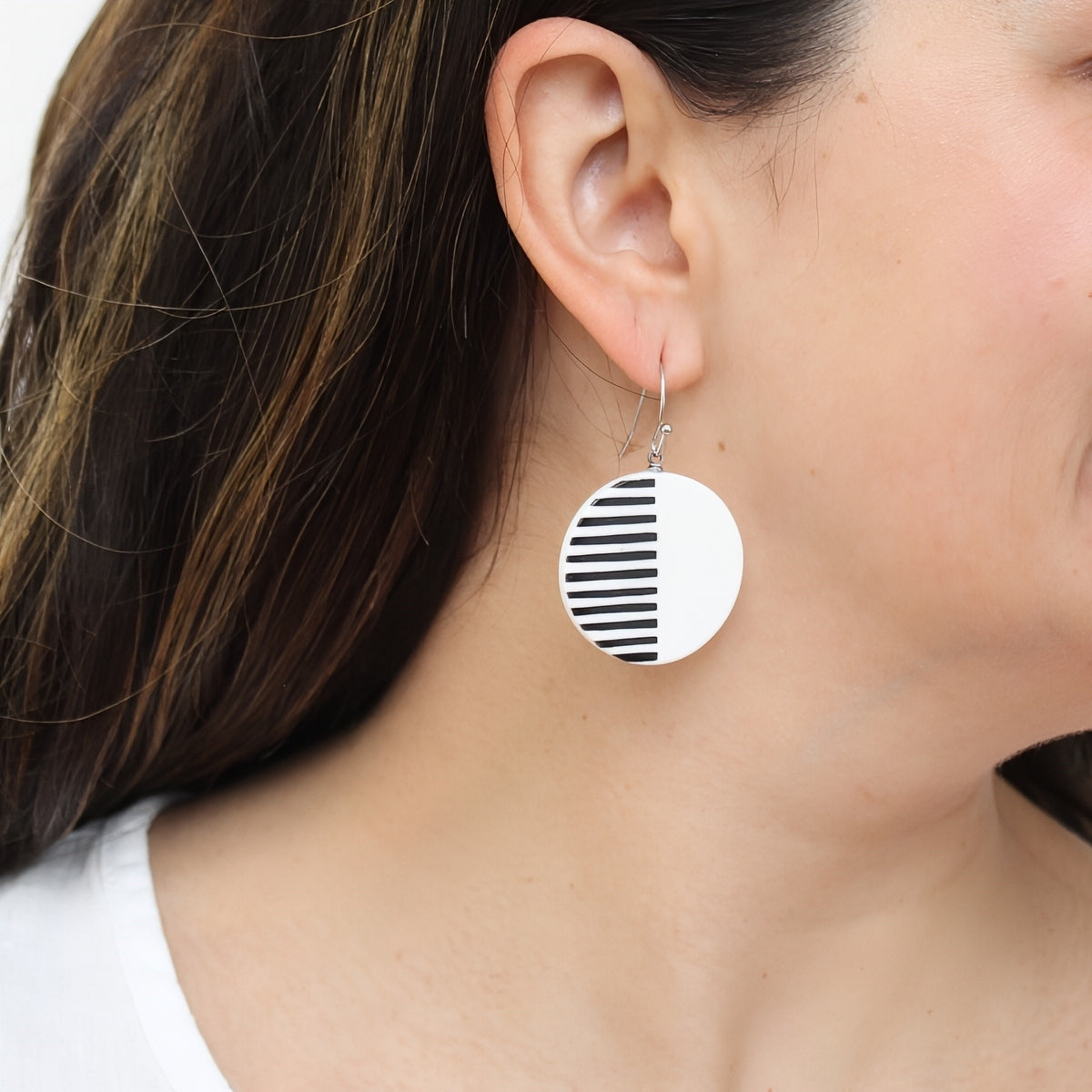 White Harlowe Striped Earrings - Sylca Designs - Chunky Jewelry