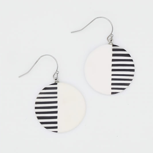 White Harlowe Striped Earrings - Sylca Designs - Chunky Jewelry