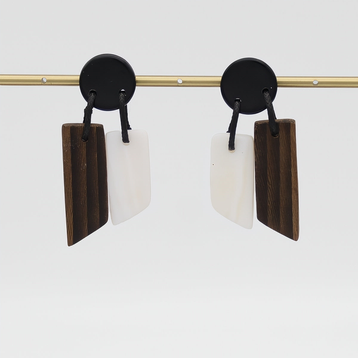Wood and Shell Inlay Aurora Earrings - Sylca Designs - Chunky Jewelry