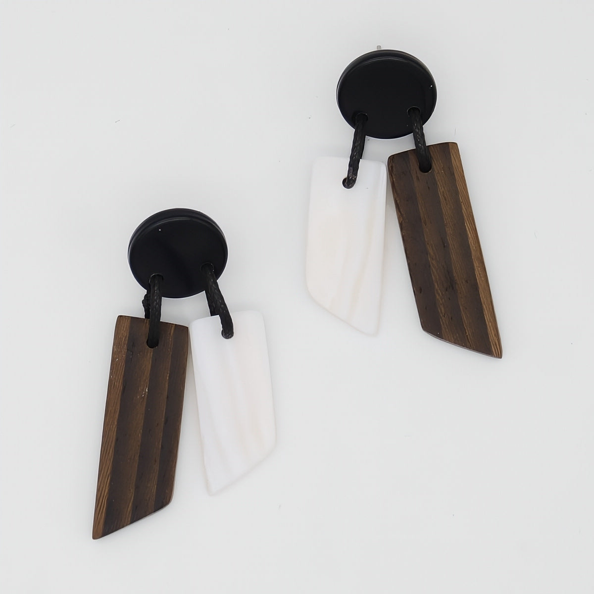 Wood and Shell Inlay Aurora Earrings - Sylca Designs - Chunky Jewelry