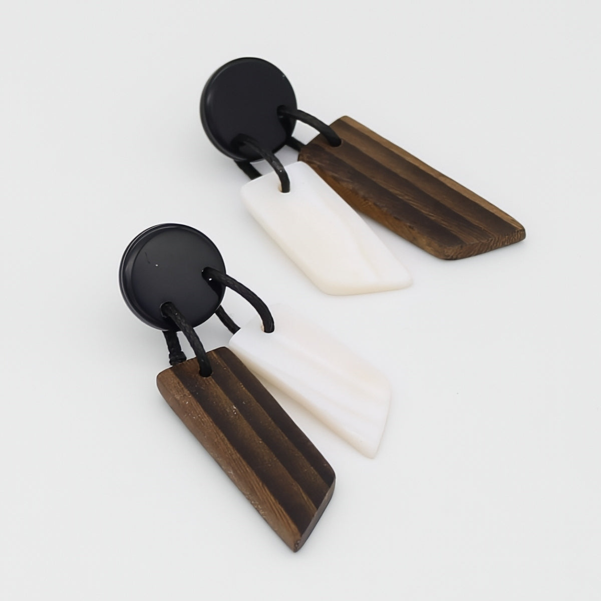 Wood and Shell Inlay Aurora Earrings - Sylca Designs - Chunky Jewelry