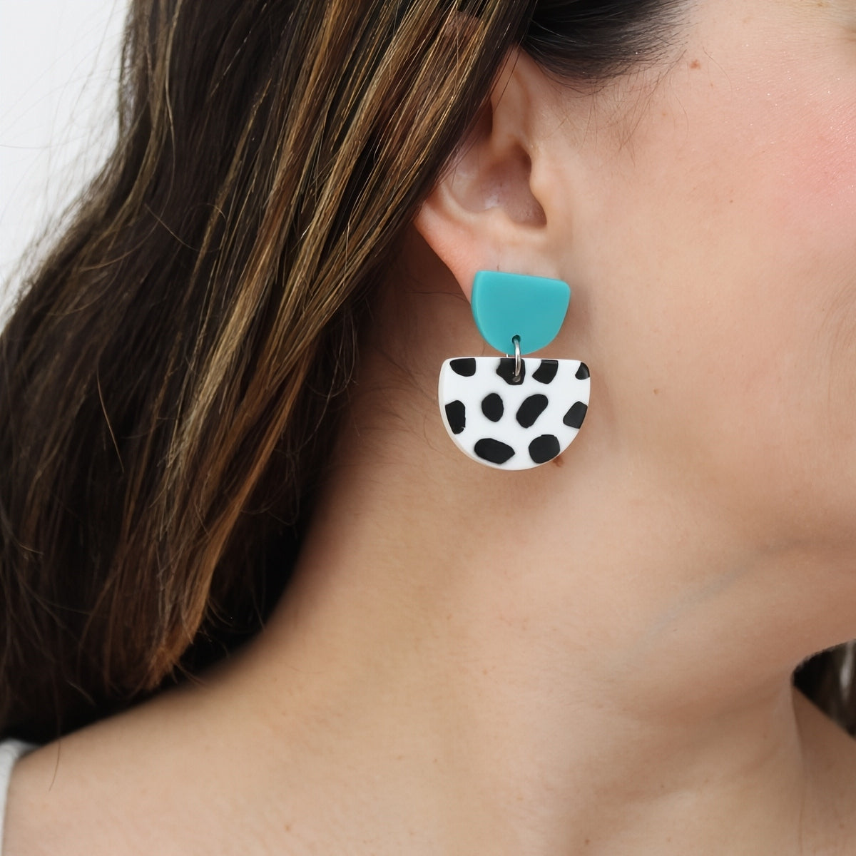 Teal Cleo Dot Earrings - Sylca Designs - Chunky Jewelry
