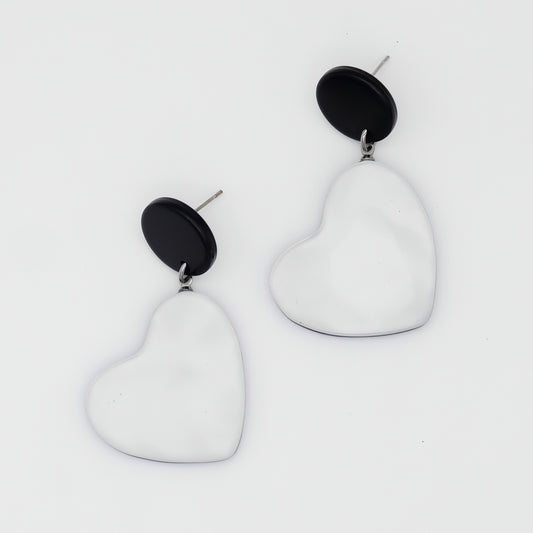 White Frosted Heartstrings Earring - Sylca Designs - Chunky Jewelry