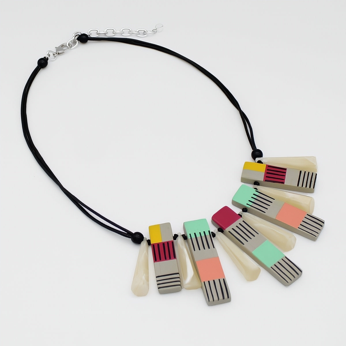 Vivid Hues Cascade Charm Necklace - Sylca Designs - Chunky Jewelry