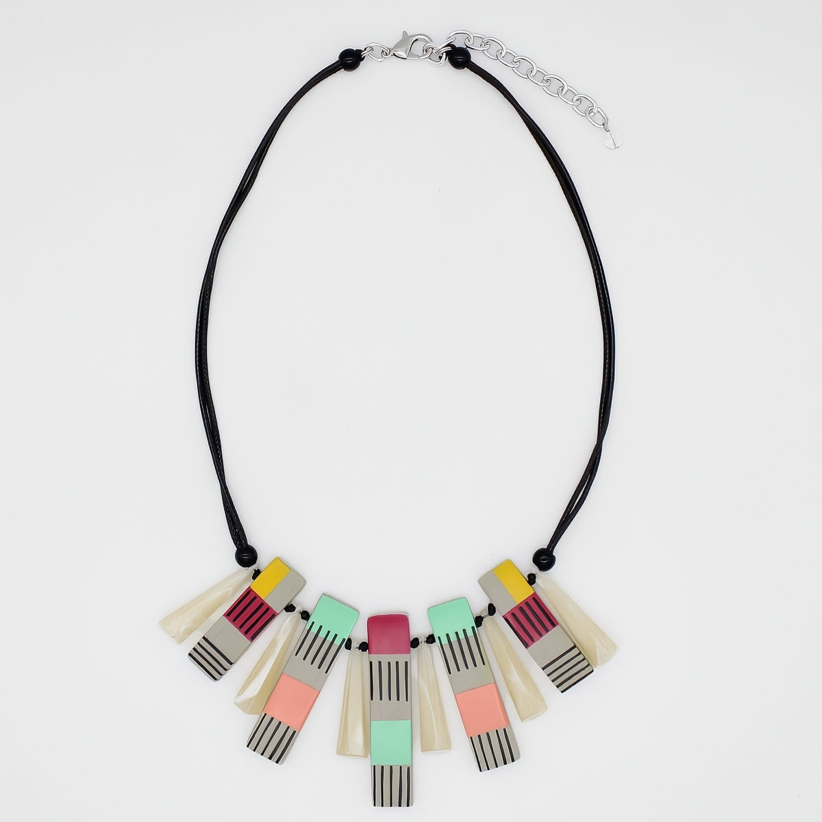 Vivid Hues Cascade Charm Necklace - Sylca Designs - Chunky Jewelry