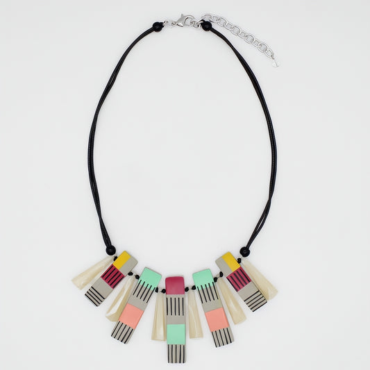 Vivid Hues Cascade Charm Necklace - Sylca Designs - Chunky Jewelry