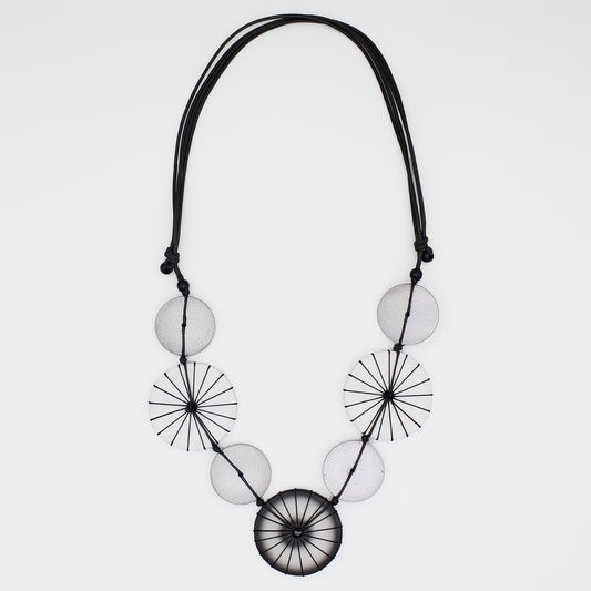 Silver Noir Threaded Statement Necklace - Sylca Designs - Chunky Jewelry