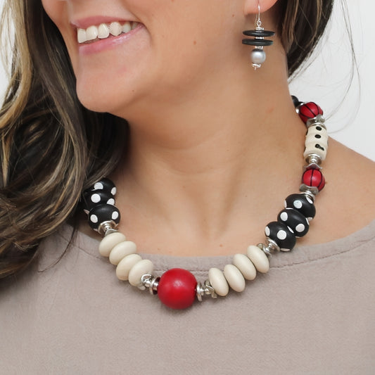 Pop of Red Marcella Statement Necklace - Sylca Designs - Chunky Jewelry