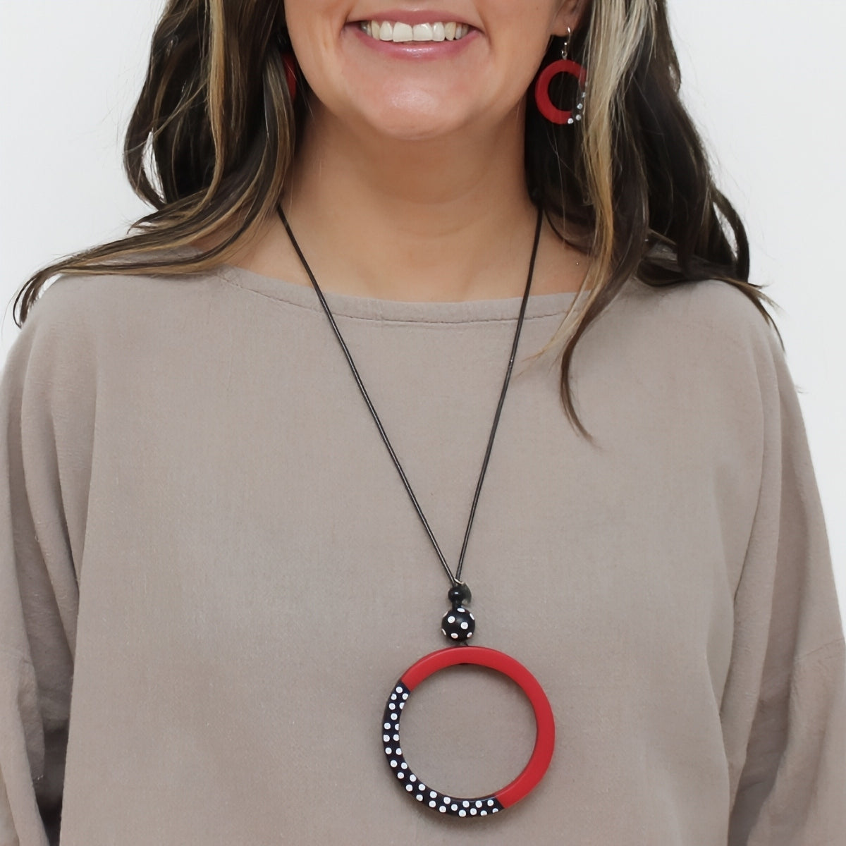 Red Inez Pendant Necklace - Sylca Designs - Artsy Chunky Jewelry
