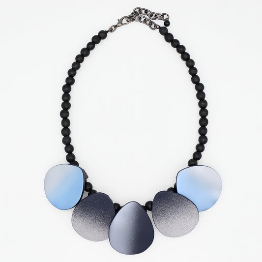 Blue Willow Brushed Bead Necklace
