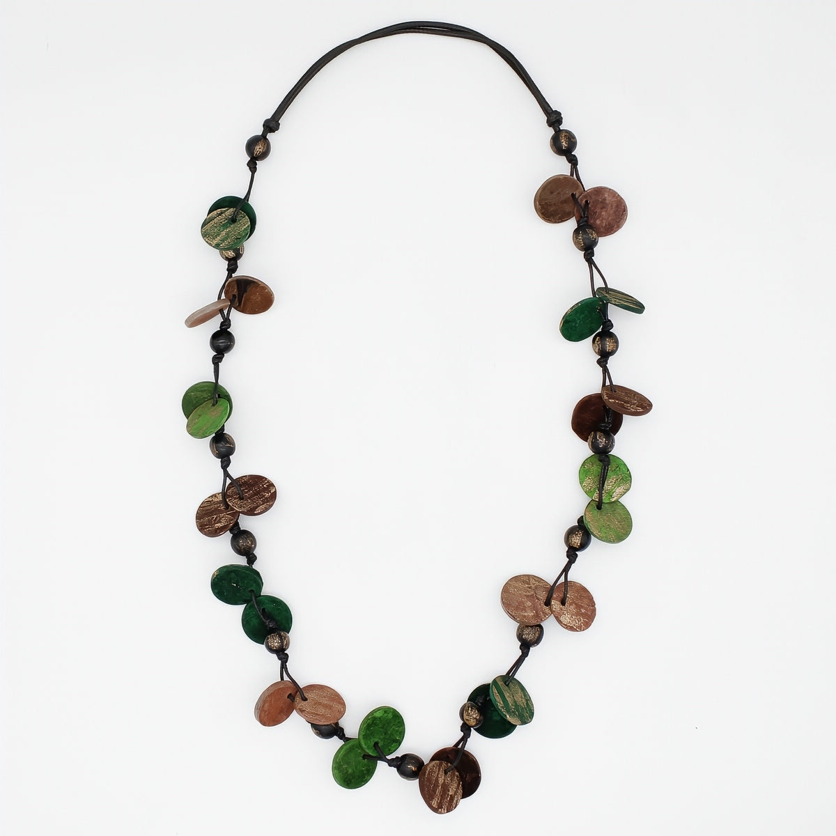 Naomi Verde Statement Necklace - Handcrafted Wood & Resin Beaded