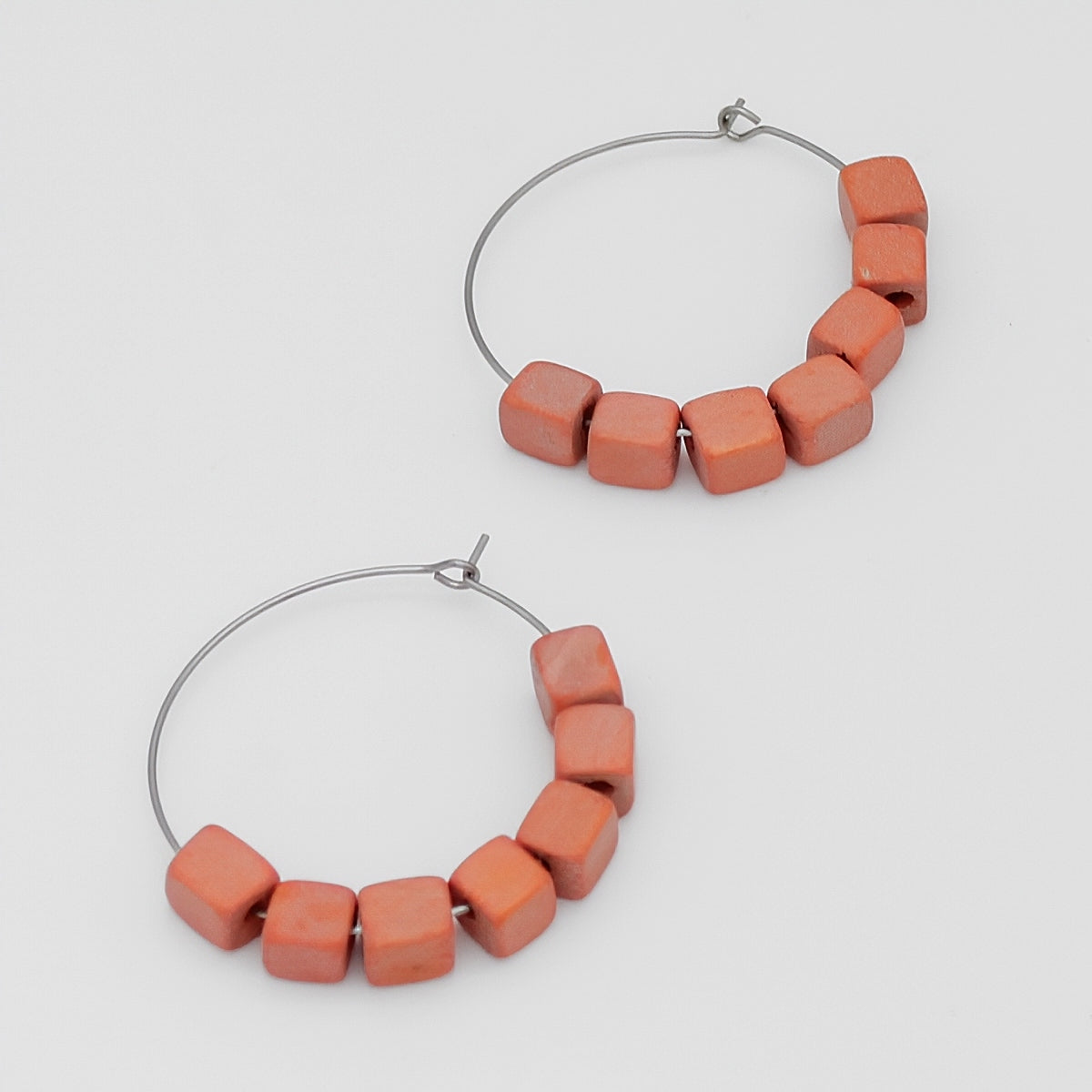Peach Cubist Hoop Earring - Sylca Designs - Chunky Jewelry