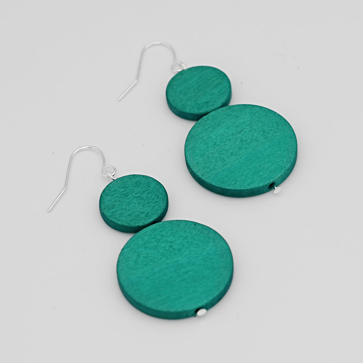 Aqua Double Bead Sarah Earrings - Sylca Designs - Chunky Jewelry