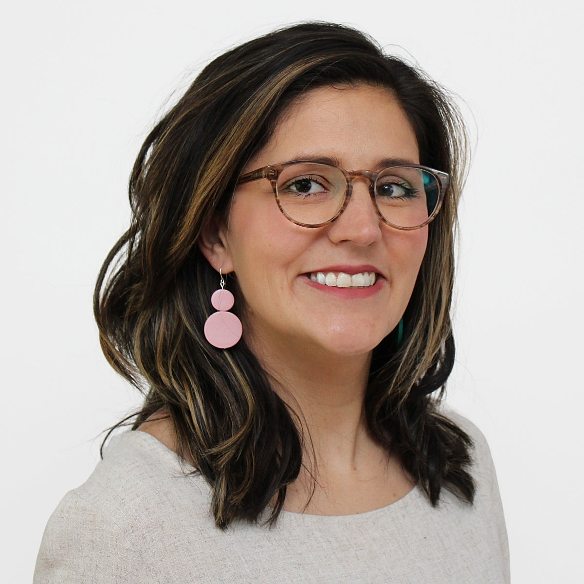 Pink Double Bead Sarah Earrings