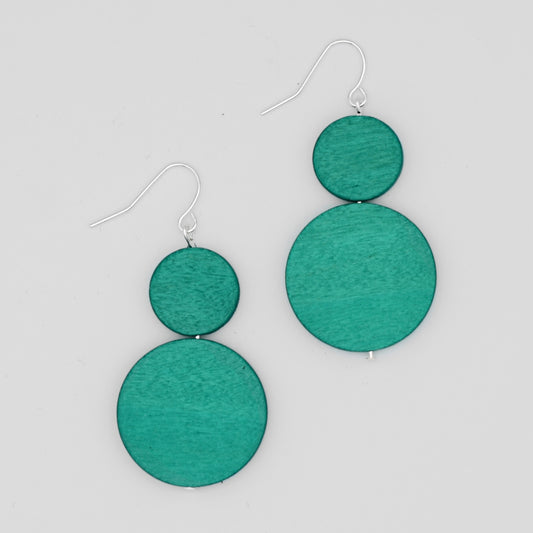 Aqua Double Bead Sarah Earrings - Sylca Designs - Chunky Jewelry