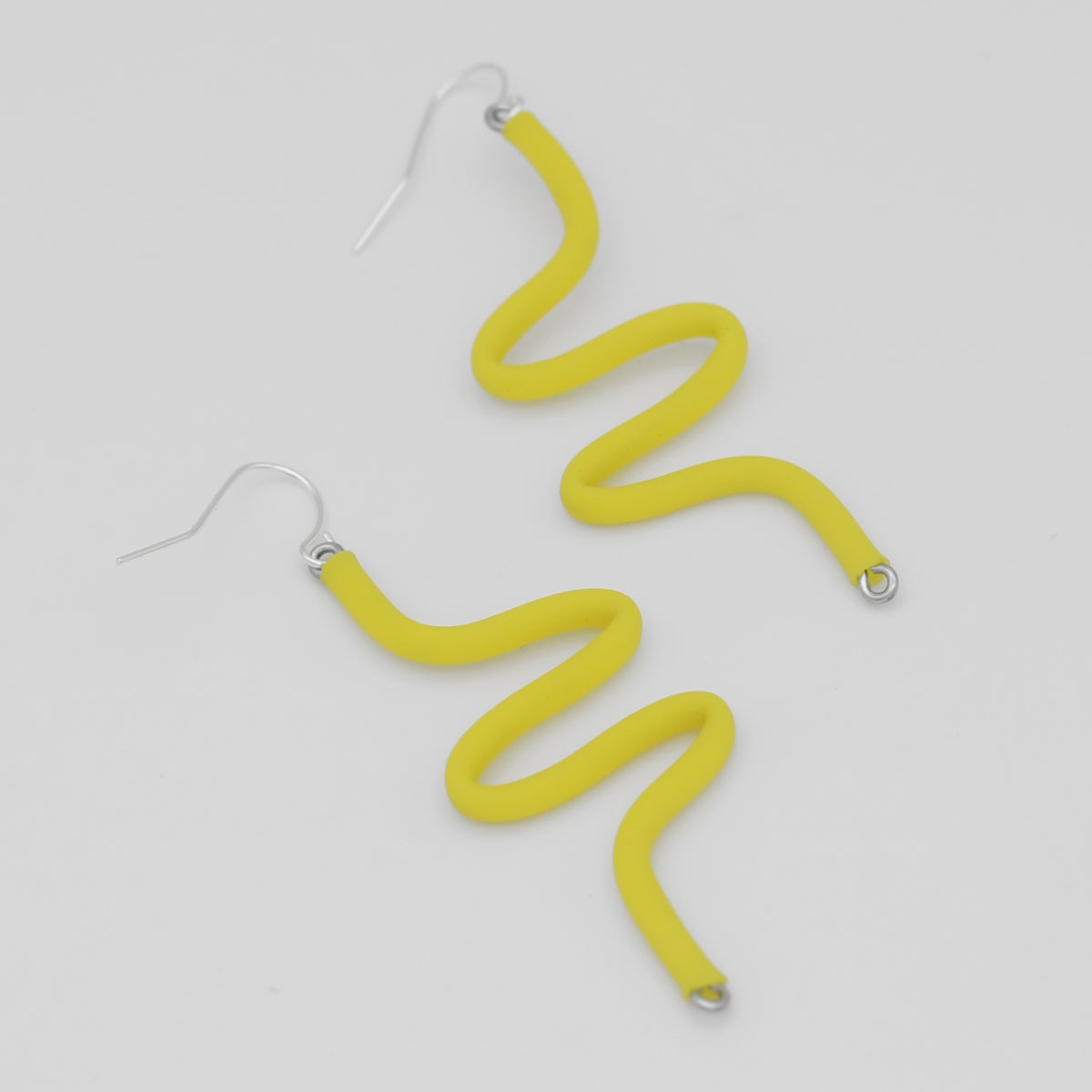 Artistic Rubber Tubing Naya Earrings Yellow