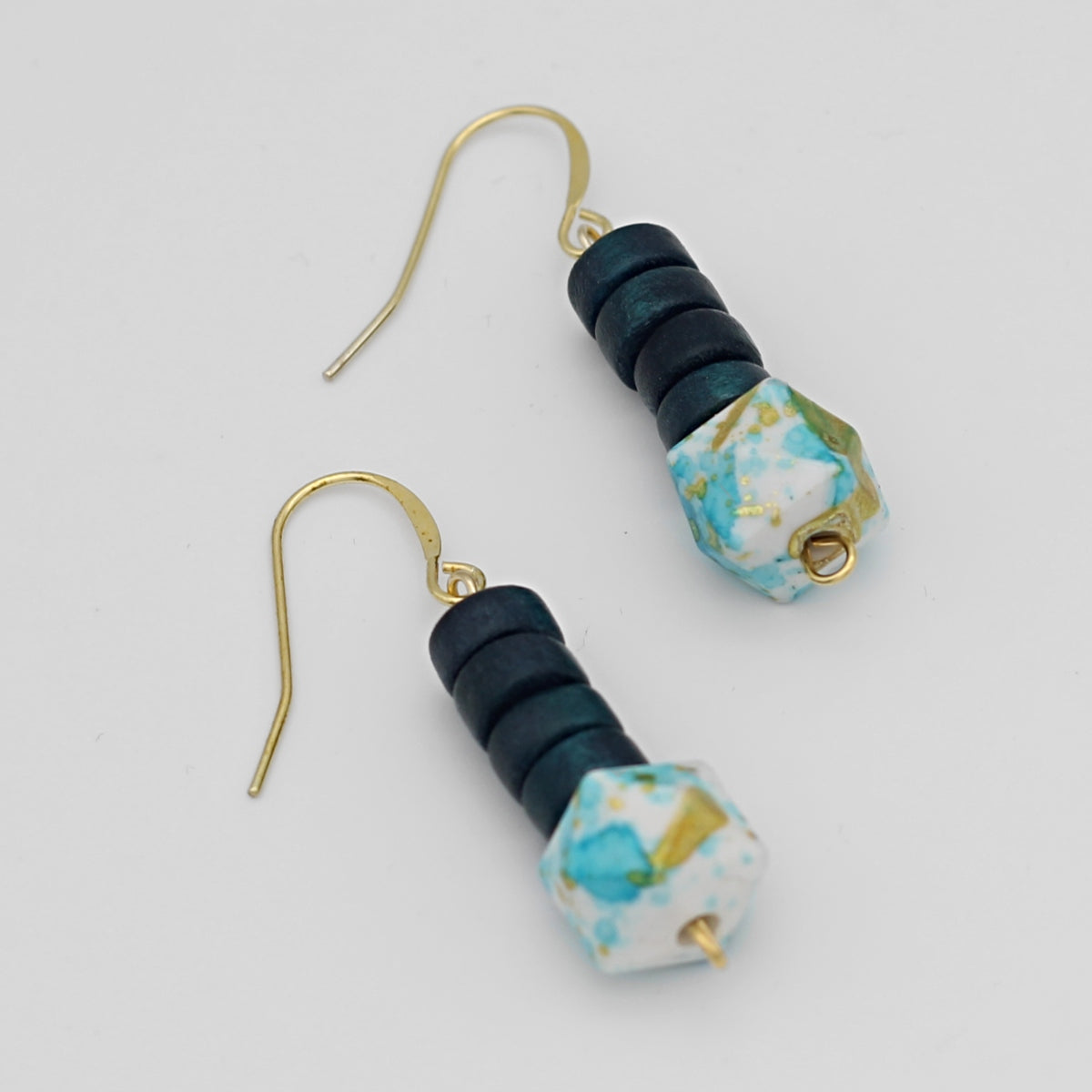 Blue and Gold Dottie Earrings - Sylca Designs - Chunky Jewelry
