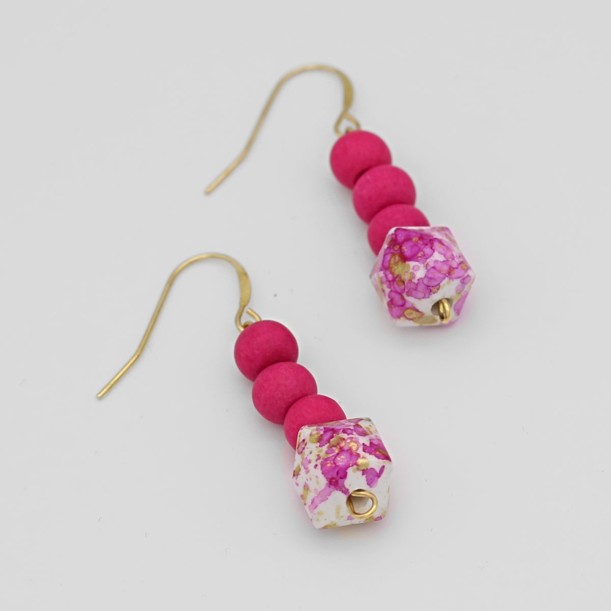 Fuchsia and Gold Dottie Earrings