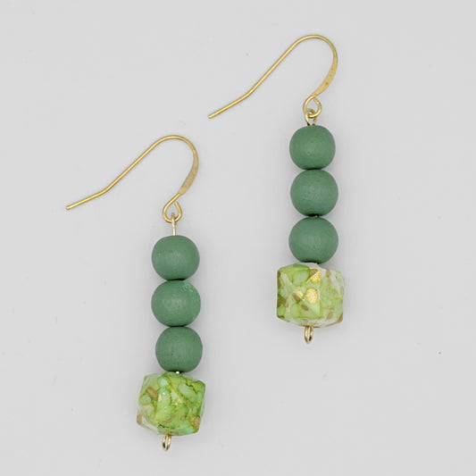 Green and Gold Dottie Earrings