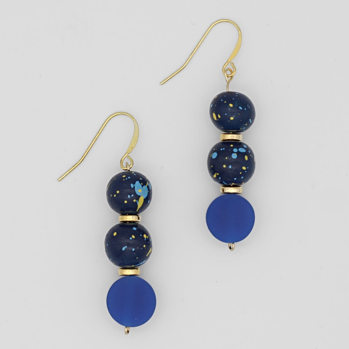 Blue Speckled Dangle Earrings