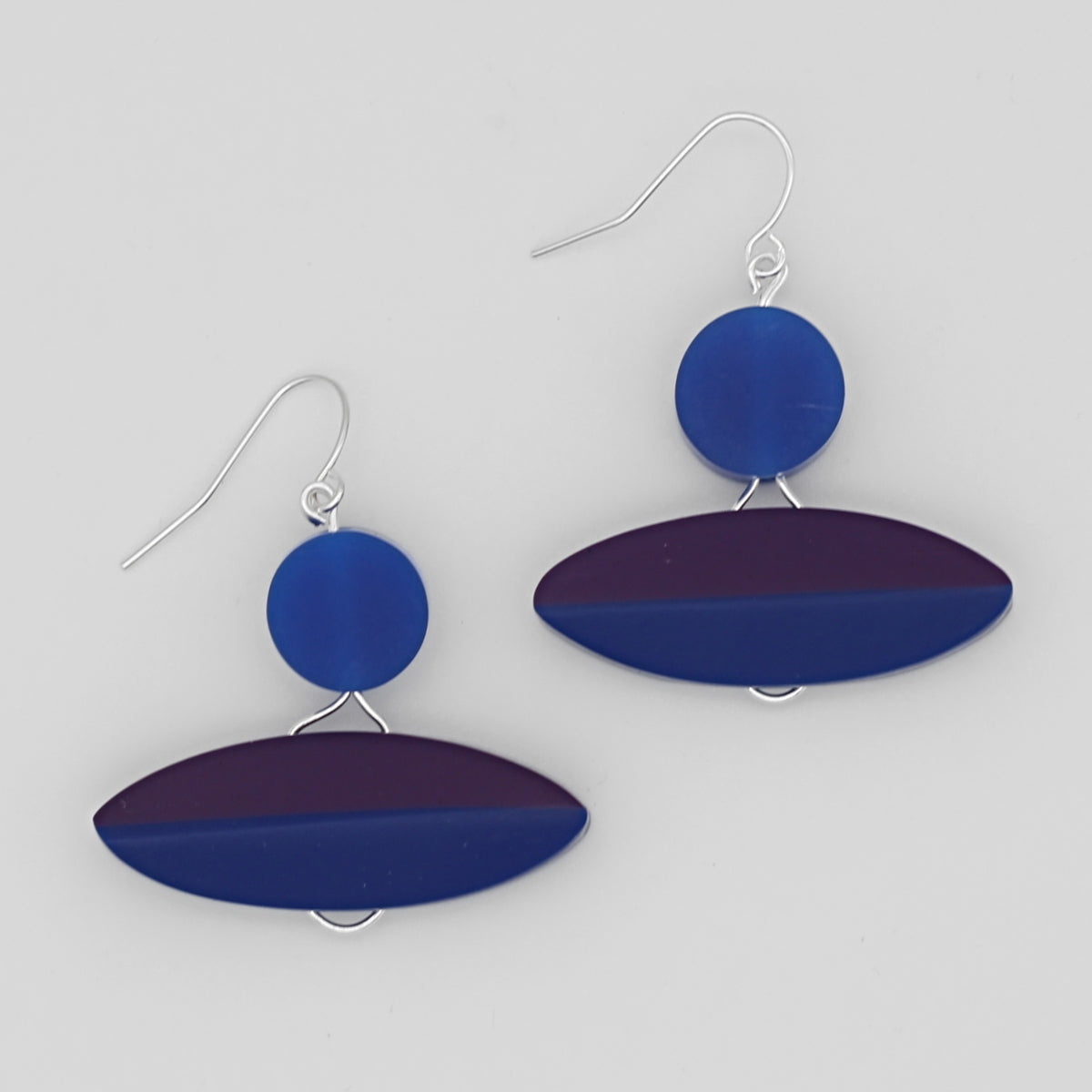 Duel Geometric Dangle Earrings Blue