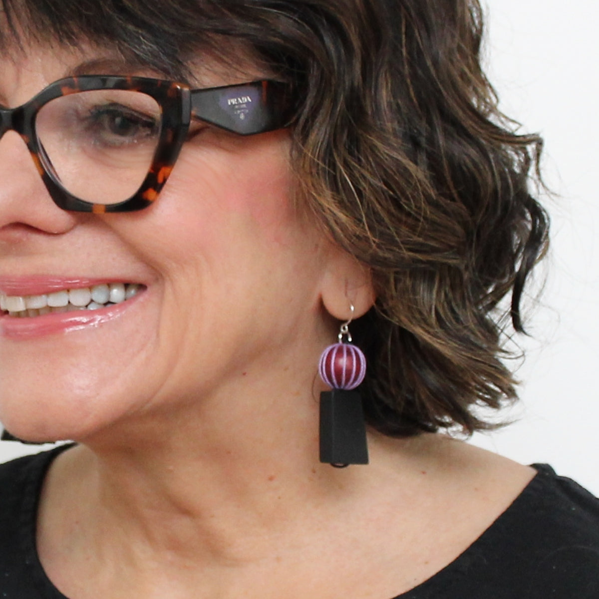 Black and Purple Threaded Statement Earrings