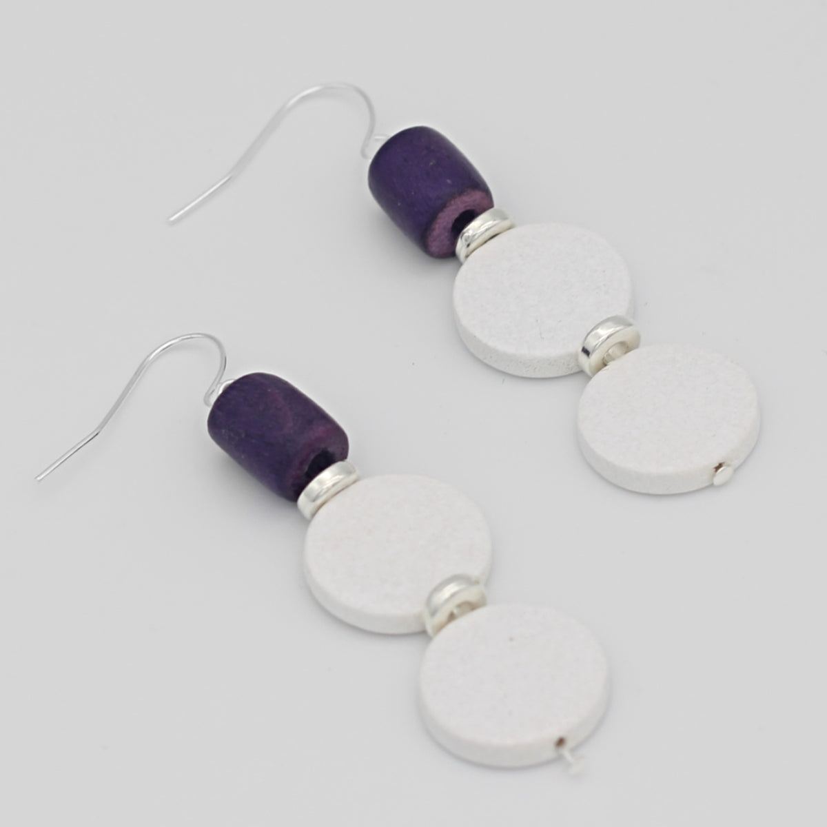 White and Purple Dangle Earring