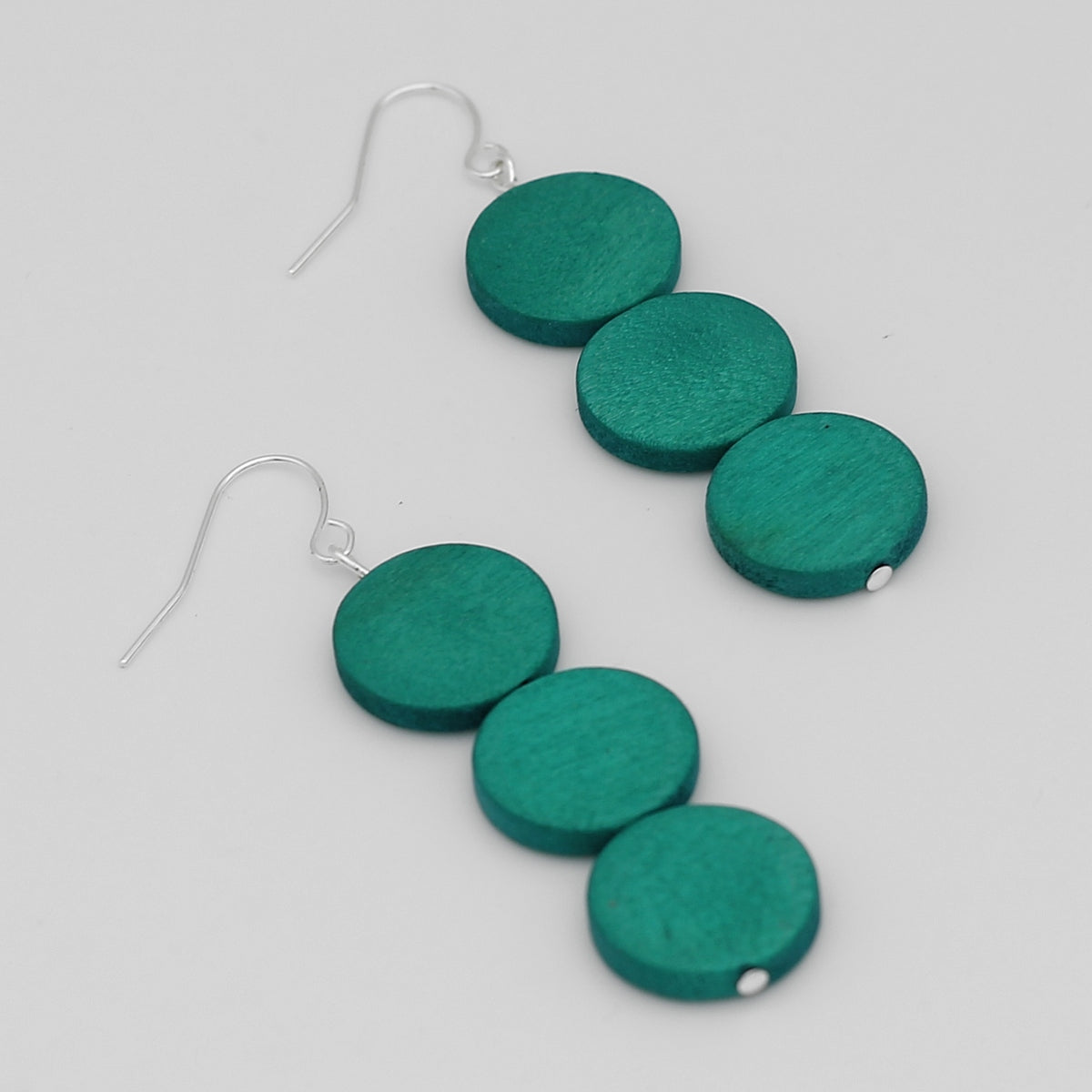 Aqua Triple Bead Kira Earring