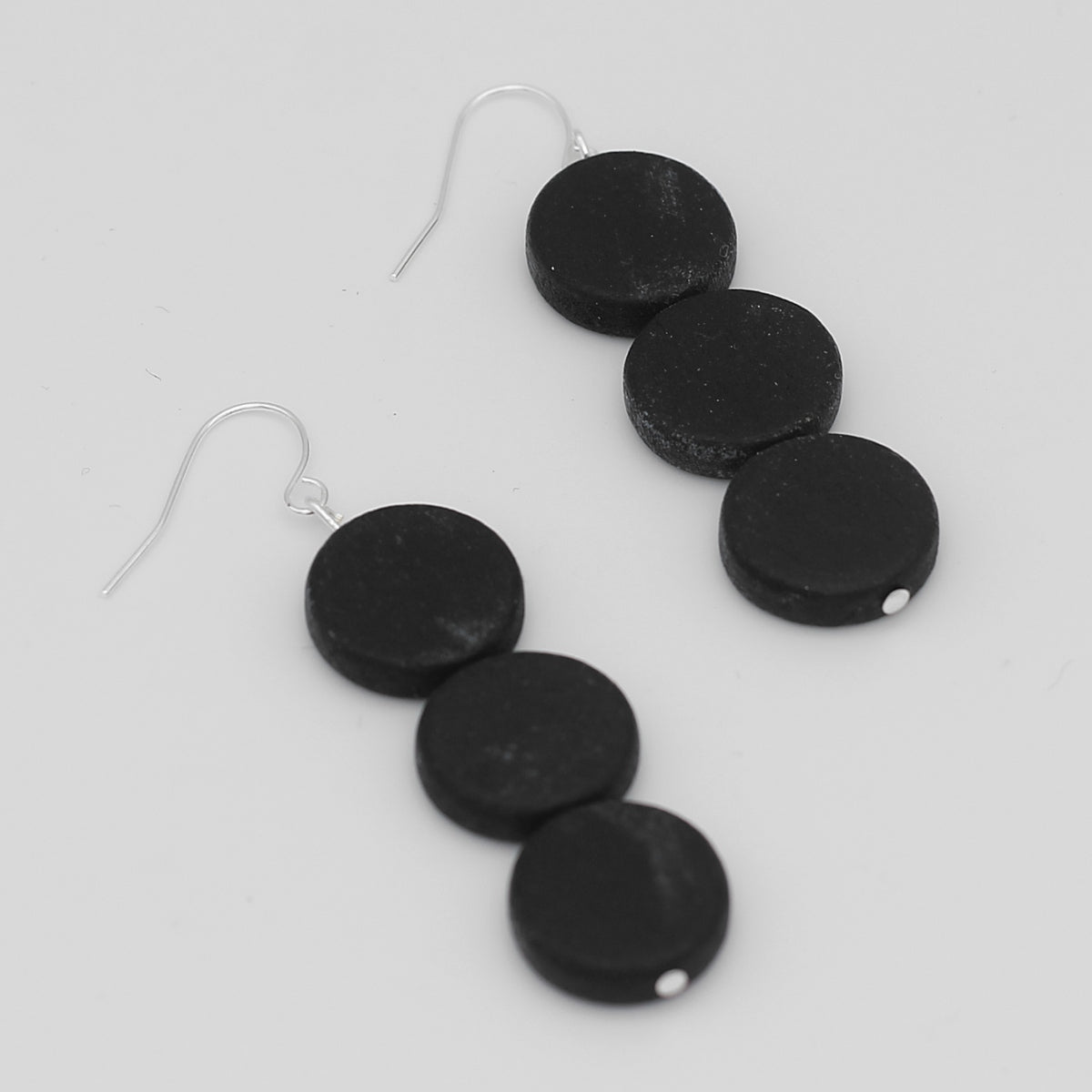 Black Triple Bead Kira Earring