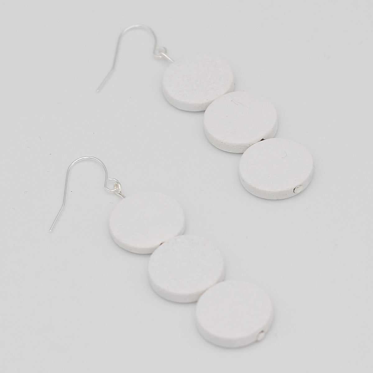 White Triple Bead Kira Earring