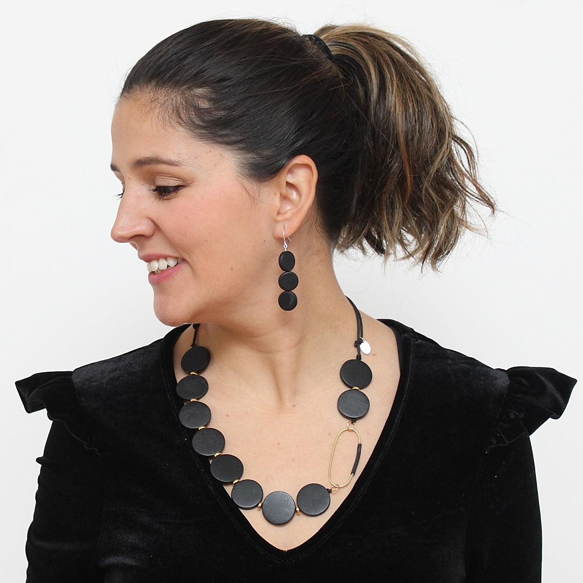 Blue Triple Bead Kira Earring