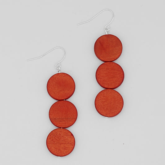 Orange Triple Bead Kira Earring