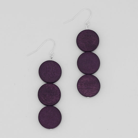 Purple Triple Bead Kira Earring - Sylca Designs - Chunky Jewelry