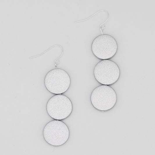 Silver Triple Bead Kira Earring - Sylca Designs - Chunky Jewelry