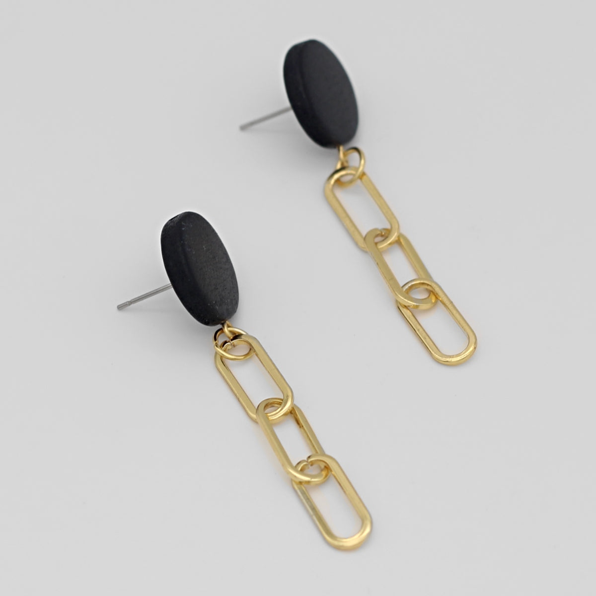 Black Gold Link Dangle Earring