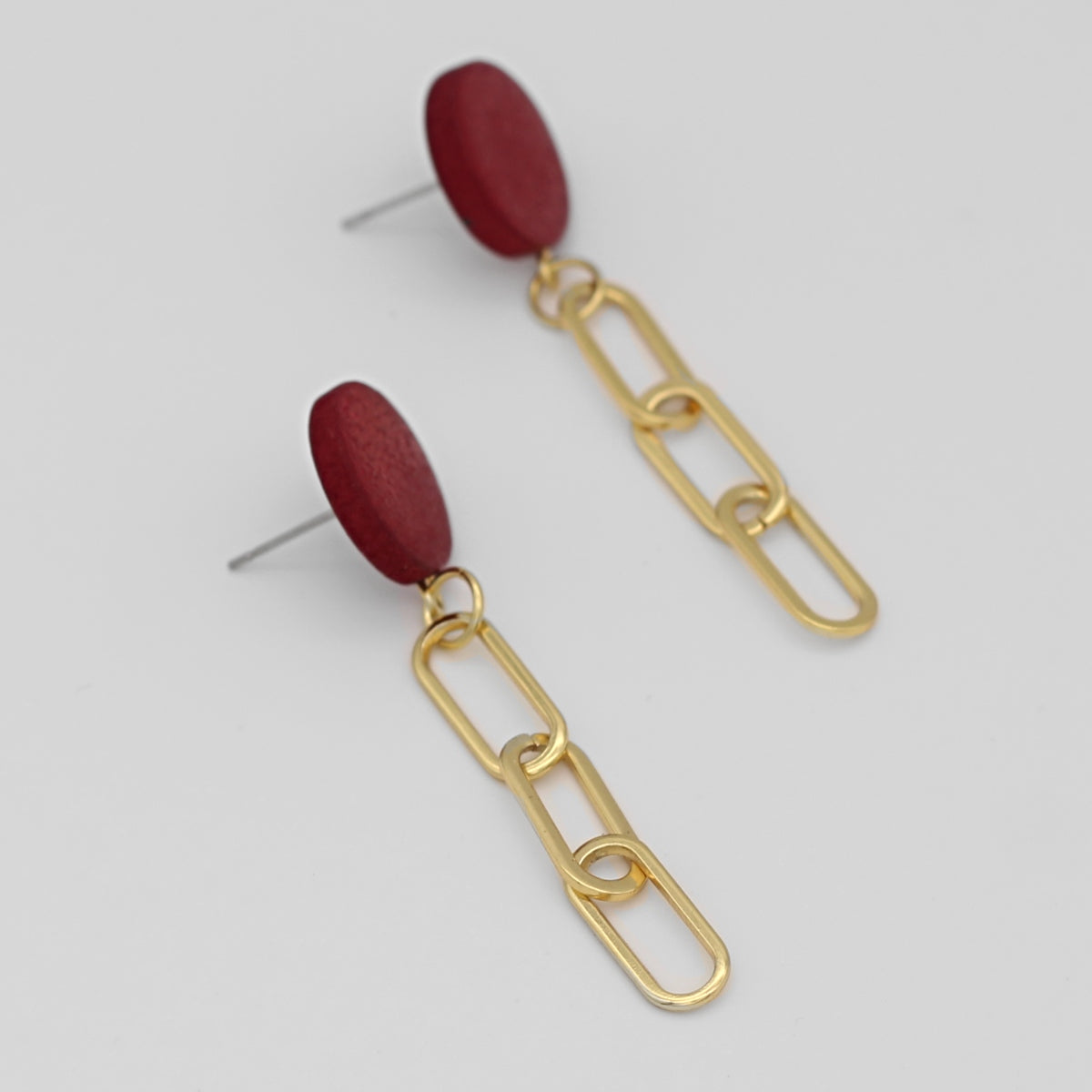 Red Gold Link Dangle Earring
