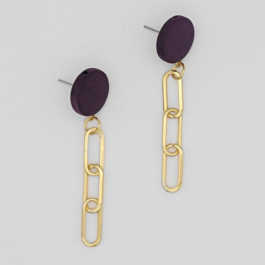 Purple Link Dangle Earring