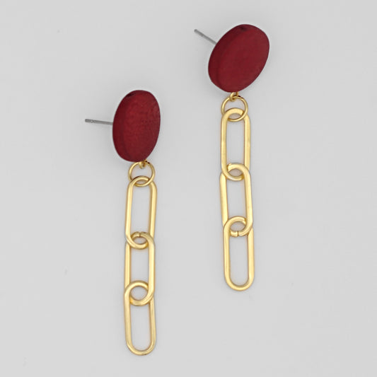 Red Gold Link Dangle Earring