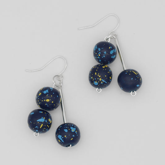 Blue Speckle Dangle Earring - Sylca Designs - Chunky Jewelry