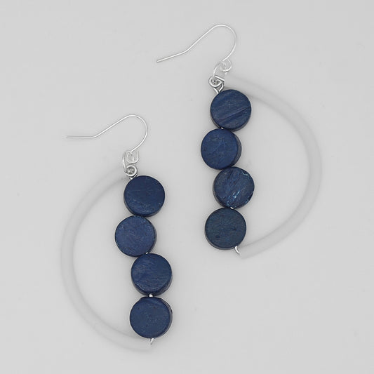 Navy Half Moon Dangle Earring