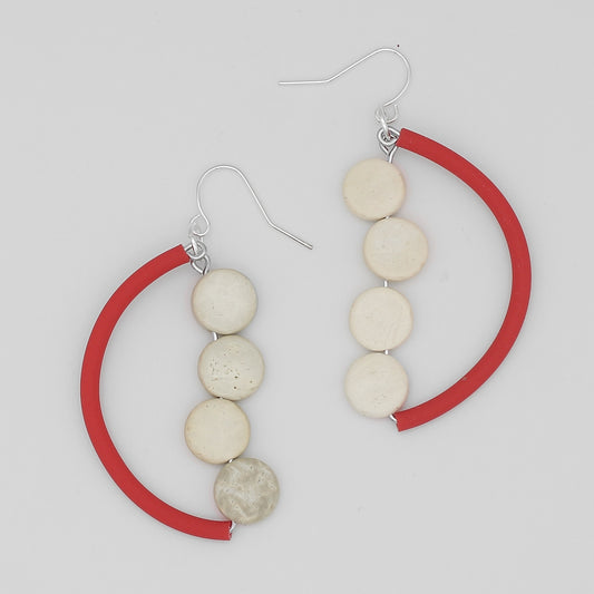 Red Half Moon Dangle Earring