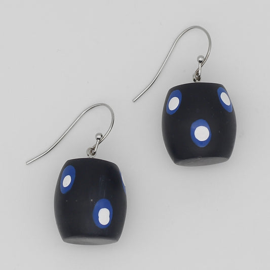 Blue and White Polka Dot Dangle Earring