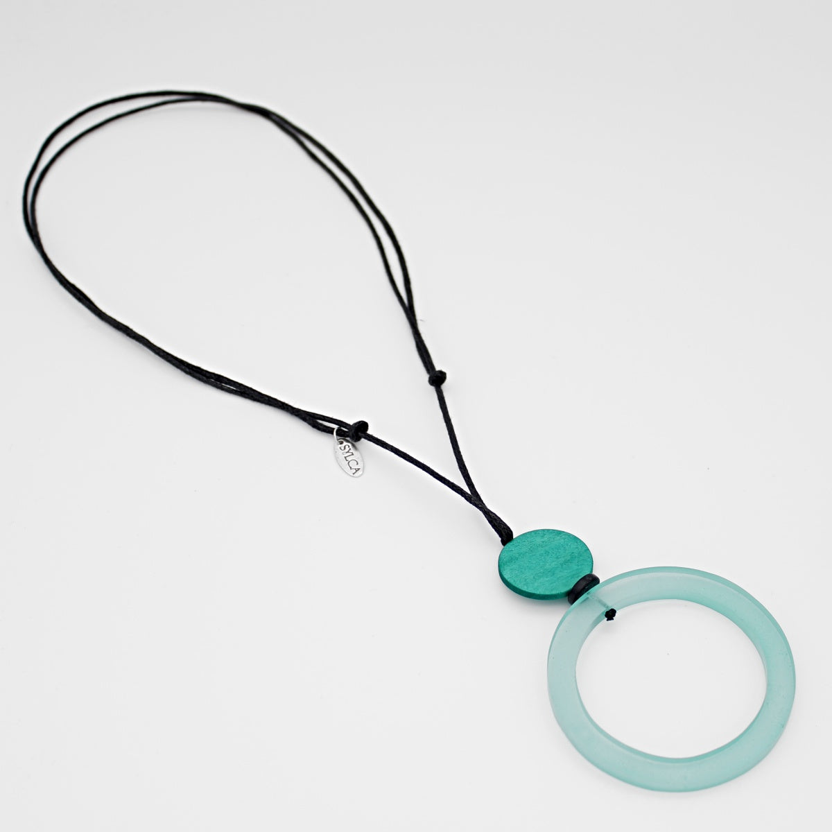 Aqua Circle Pendant Necklace