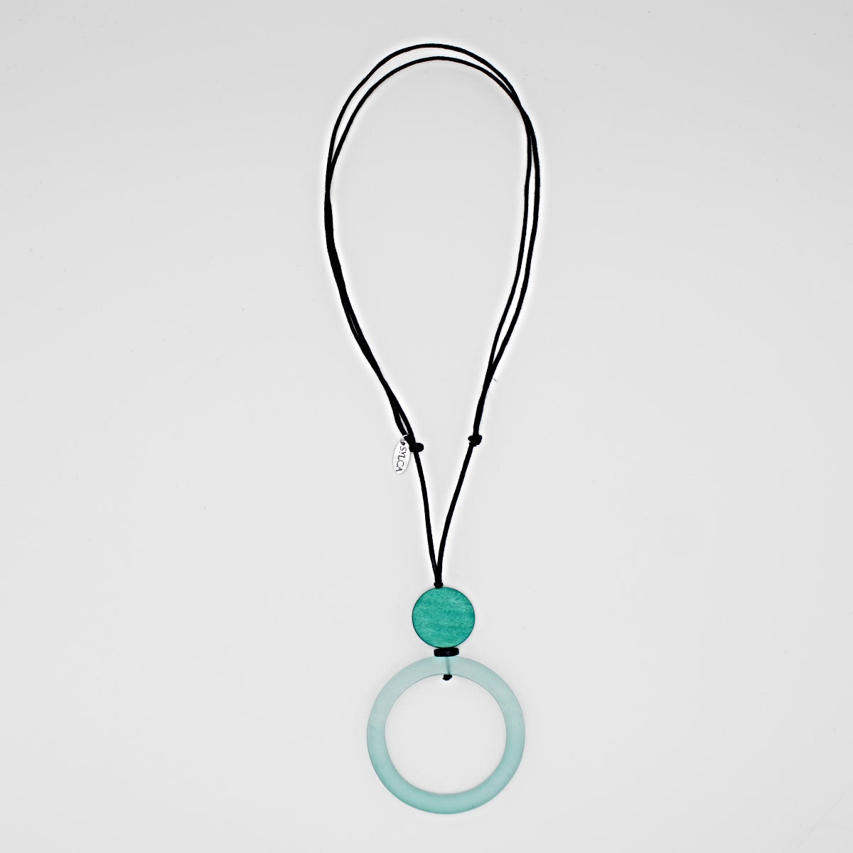Aqua Circle Pendant Necklace