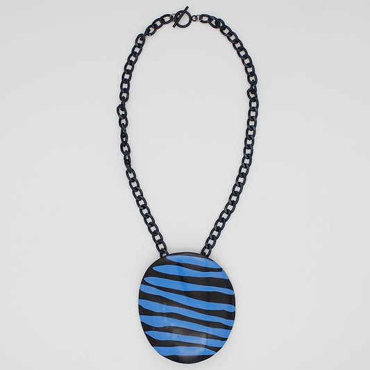 Blue Zebra Pendant Necklace