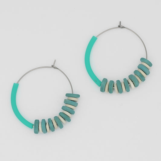 Aqua Hoop Dangle Earring - Sylca Designs - Chunky Jewelry