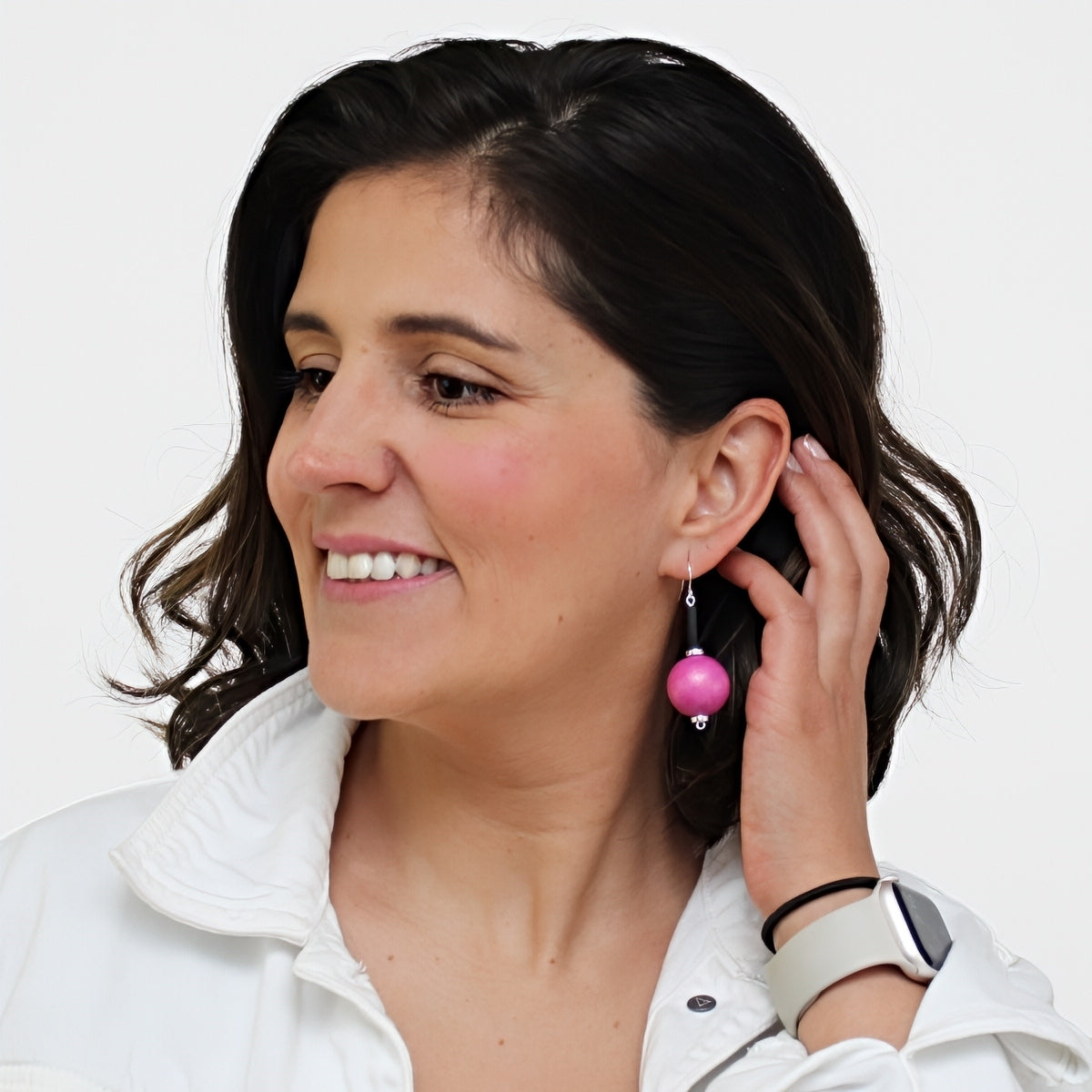Magenta Ball Drop Earring - Sylca Designs - Chunky Jewelry